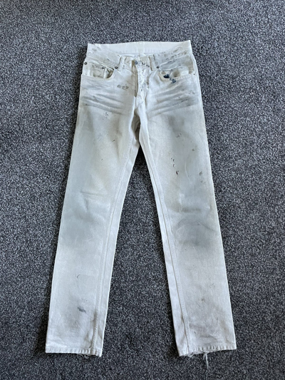Pre-owned Helmut Lang Ss 2003 Vintage Broken Denim White Painter Jeans