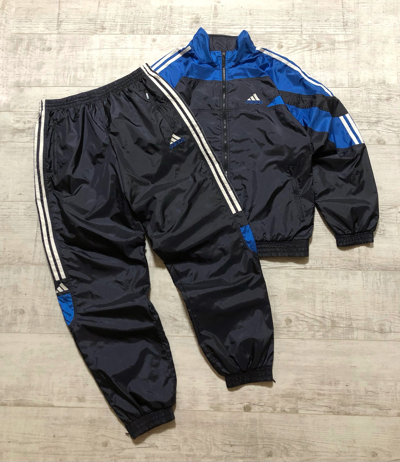 Pre-owned Adidas X Vintage Y2k Adidas Nylon Drill Black Tracksuit