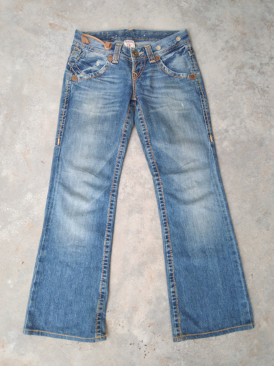 Pre-owned Jean X True Religion Vintage True Religion Flared Jeans Made In Usa 28x30 In Blue