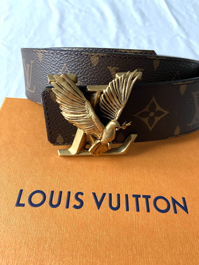 Pre-owned Louis Vuitton X Virgil Abloh New Vuitton Dove 40mm Reversible Belt In Brown/black