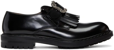 Alexander Mcqueen Fringed & Belted Leather Slip-on Loafers In Black