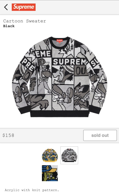 Pre-owned Comics X Supreme Cartoon Sweater Style: Black