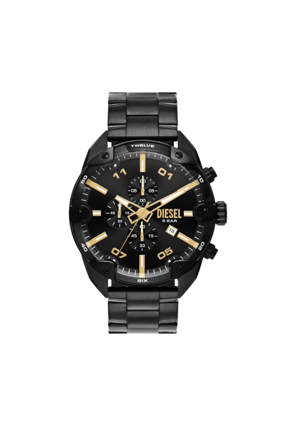 Diesel Men's Spiked Chronograph Black Stainless Steel Watch 49mm