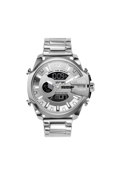 Diesel Men's Mega Chief Digital Silver-tone Stainless Steel Watch 51mm