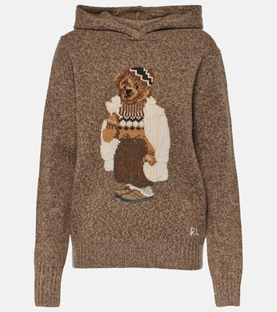 Polo Ralph Lauren Polo Bear Wool And Cashmere Hoodie In Brown