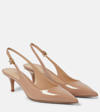 Gianvito Rossi Ribbon Patent Leather Slingback Pumps In Nude