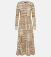 POLO RALPH LAUREN KNITTED COTTON FLARED MIDI DRESS