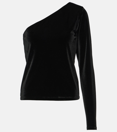 Polo Ralph Lauren One-shoulder Velvet Top In Black