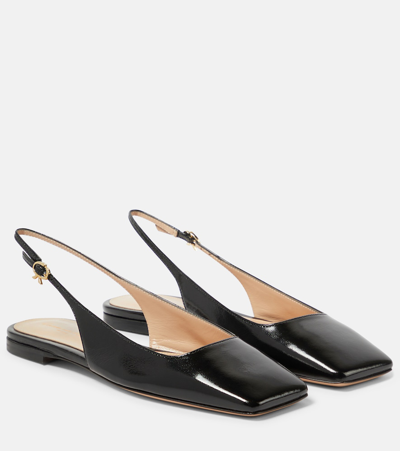 Gianvito Rossi Nuit Leather Slingback Flats In Black