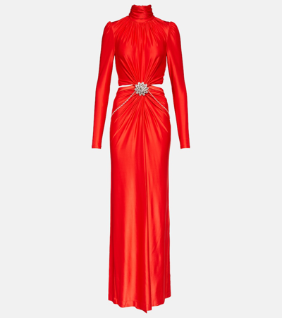 Rabanne High-neck Gown In Red