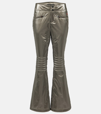 Perfect Moment Aurora Metallic Flared Ski Pants In Silver