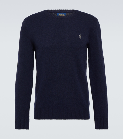 Polo Ralph Lauren Logo Wool And Cashmere Sweater In Blue