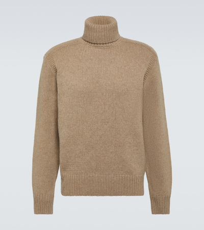 Polo Ralph Lauren Wool And Cashmere Turtleneck Sweater In Brown