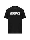 Versace Black Mesh Logo Cotton T-shirt In Black