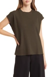 Eileen Fisher Ribbed Dolman Sleeve Top In Woodland