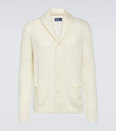 Polo Ralph Lauren 绞花针织羊绒开衫 In White