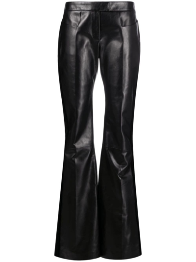 Tom Ford Black Flared Leather Trousers In Nero