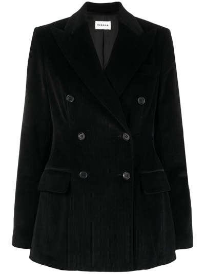 P.a.r.o.s.h Double-breasted Corduroy Blazer In Nero