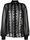 P.a.r.o.s.h Floral-lace Semi-sheered Shirt In Nero