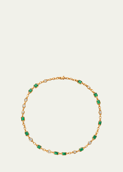Darius 18k Yellow Gold Diamond And Emerald Muzo Necklace In Yg