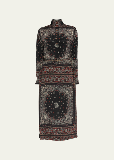 Zimmermann Paisley Utility Midi Dress In Black | ModeSens