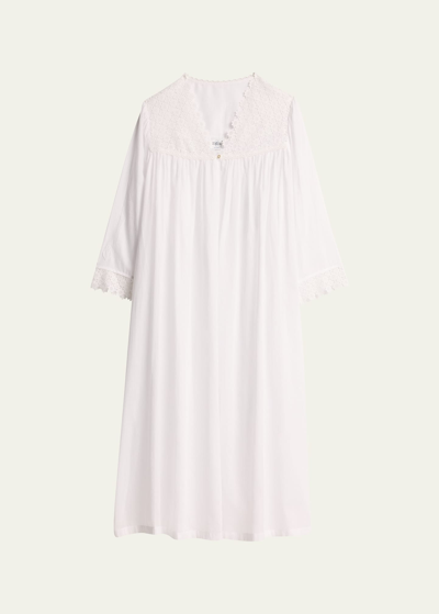 Celestine Luise 3 Ruched Floral Lace & Cotton Nightgown In White