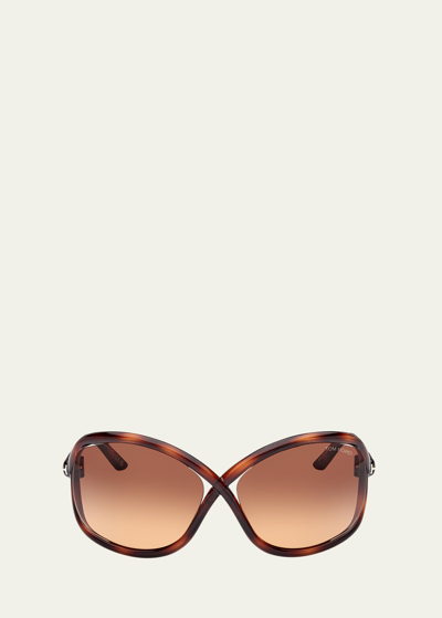 Tom Ford Cut-out Acetate Butterfly Sunglasses In Dhav/brng