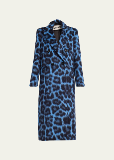 Libertine London Leopardo Wool-blend Peacoat In Blu