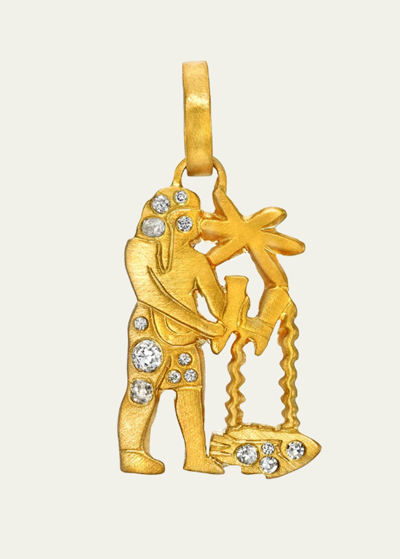 Darius Signature Zodiac Charm On Bale, Aquarius In Gold