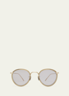 Eyevan Men's 717e Round Acetate-wrapped Metal Sunglasses In 406913 Ltgry