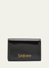 Saint Laurent Flap Card Case In Smooth Leather In Noir