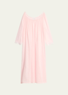 CELESTINE ELYSE 3 RUCHED LACE-TRIM COTTON NIGHTGOWN