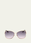 TOM FORD CUT-OUT METAL & ACETATE BUTTERFLY SUNGLASSES