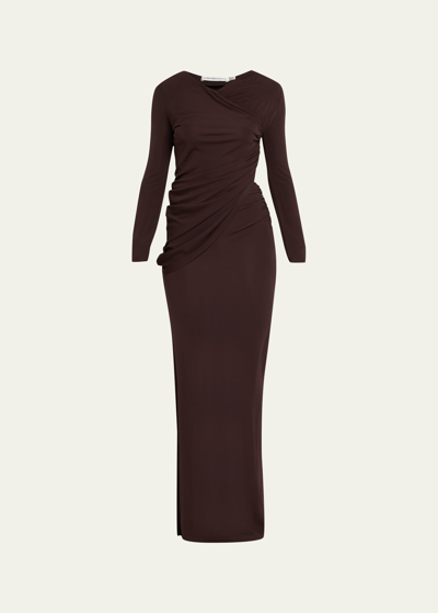 CHRISTOPHER ESBER CARVED FOLD UP CUTOUT LONG-SLEEVE MAXI DRESS