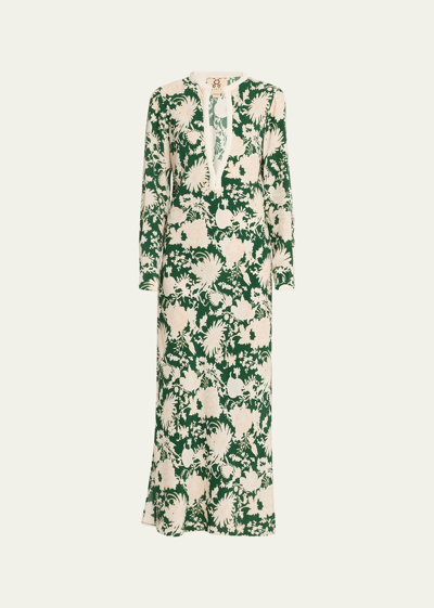 Figue Rosalind Floral Maxi Dress With Embroidered Neckline In Graphic Tigerlily