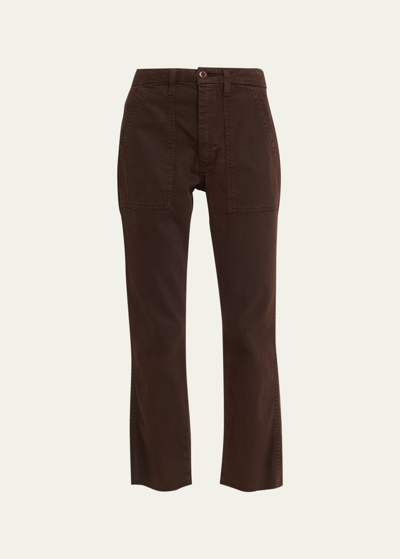 Amo Denim Easy Straight Cropped Army Trousers In Espresso