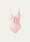 Melissa Odabash Lisbon Tie-front One-piece Swimsuit In Rose Ribbed