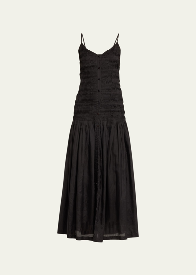 FIGUE HOLKHAM PLEATED BUTTON-FRONT MAXI DRESS
