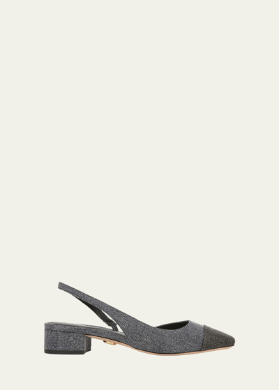 Veronica Beard Cecile Bicolor Denim Slingback Ballerina Flats In Blue/black