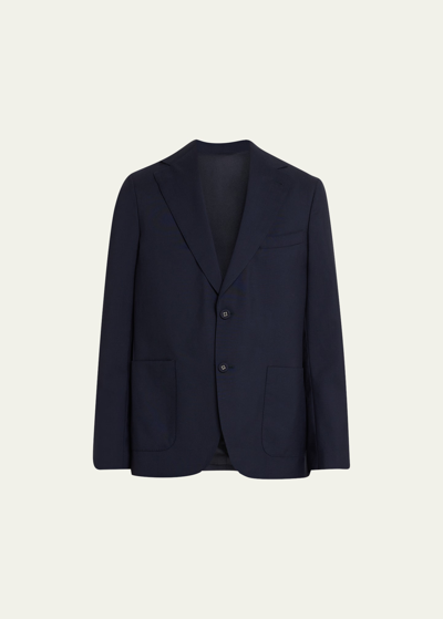 Officine Generale Arthus Italian Wool Jacket In Marine Blue