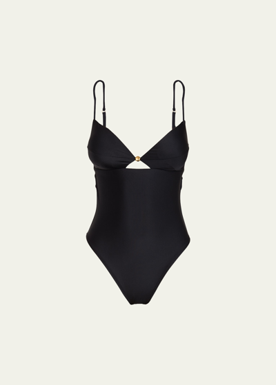 Vix Solid Grace Brazilian One-piece Swimsuit In Black