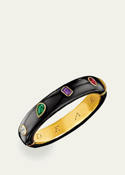 Verdura Dear Mixed-stone Bangle Bracelet In 18k Yellow Gold And Jade In Black