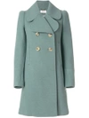 Chloé Oversized Collar Double Breasted Coat In Green