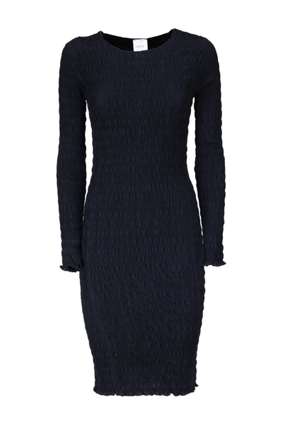 Patou Textured-finish Long-sleeve Dress In Black