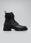 GIVENCHY TERRA 4G LEATHER LACE-UP COMBAT BOOTS