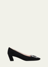 Roger Vivier Belle Vivier Suede Buckle Pumps In Nero