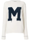 MAISON KITSUNÉ 'M' FRAYED PATTERN JUMPER,FW17M61212203307