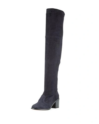 Robert Clergerie Mepe Stretch-suede Tall Boot In Blue
