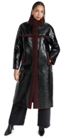 Apparis Faux-shearling Trim Coat In Noir,burgundy