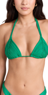 Pq Swim Pleated Triangle Bikini Top In Ireland Green